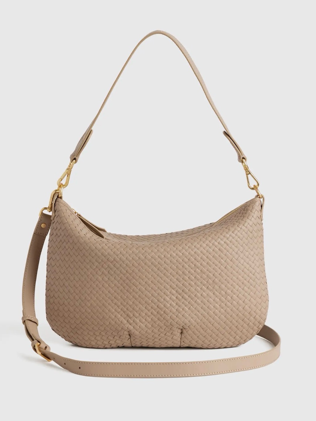 Quince Sloane Woven Shoulder Bag In Taupe